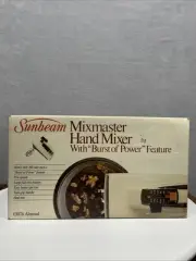 Vintage 1983 Sunbeam Hand Mixer "Burst of Power" 5 Speed 03076 Almond NOS