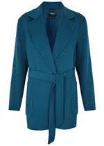 Max Mara Weekend Ellisse Belted Wool-blend Coat - Dark Blue - 12 (UK12 / M) 12 (UK12 / M)
