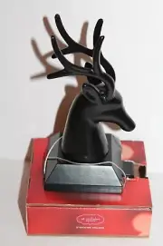 St Nicholas Square Black Metal Reindeer Deer Head Stocking Holder NEW