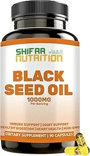 Black Seed Oil Pills by SHIFAA NUTRITION | Nigella Sativa, Kalonji | Support for Immune, Joint, Arthritis, Heart, Cholesterol, Digestion, Blood Pressure, Diabetes, Skin | Halal | 45 Servings