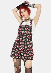 [Black Friday] Eye Print Drill Overalls