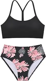 [Weixinbuy] Girls Swimsuits Bikini Set Kids Bathing Suit Bikini Top Bottom 2Pcs Teen Girls' Swimwear Set