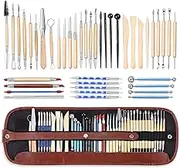 ISSEVE Pottery Clay Sculpting Tools 43Pcs Double Sided Ceramic Clay Carving Tool Set with Carrying Case Bag for Beginners Professionals School Student Pottery Modeling Smoothing
