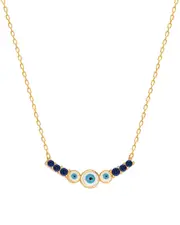 Gabi Rielle Rise Above the Crowd Collection 14K Over Silver CZ Evil Eye Pendant Necklace