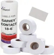 1812 White Pricing Labels for Garvey 18-6 One Line Price Gun, 11 Rolls - 14,000