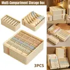 3pcs Underwear Socks Storage Box Wardrobe Organiser Compartmentalised Container