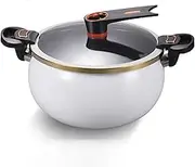 Mini Pressure Cooker - 8L Fast Heating Pressure Pot with Lock Handles - Non-Stick Stockpot with Transparent Lid - Mini Pressure Cooker for Gas Stoves and Induction White