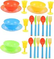 GARIOUANS 24 Pcs Dinnerware Set Tea Set for Imaginative Pretend Play for Kitchen Encourages Creativity and Skill Development for Boys