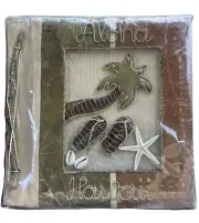Handmade Hawaii Photo Album Scrapbook Palm Tree Banana Leaf Flip Flop 10X10” NEW