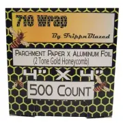 710 Wrap- Parchment paper x Foil, Gold Honeycomb (4"x4" Precut)