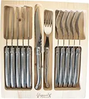 Laguiole Silhouette Steak Knife and Fork 12 Piece Set, Stainless Steel