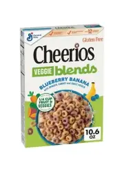 New Cheerios Veggie Blends Blueberry Banana Spinach Carrot Cereal Box 10.6oz
