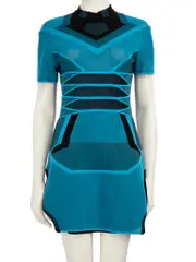 Blue Runway BiColour Mesh Dress