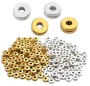 Metal Spacer Beads,200pcs Flat Round Disc Rondelle Spacer Beads Silver,golden