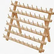 BirchCraft 60-Spool Thread Haven: Premium Birchwood Organizer for Sewing & Embro