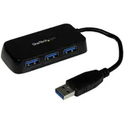 StarTech.com Portable 4 Port SuperSpeed Mini USB 3.0 Hub - 5Gbps - Black - 4 Total USB Port(s) - 4 USB 3.0 Port(s) - PC, Mac