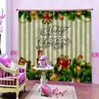 Happy Christmas Bell Printing 3D Blockout Curtains Fabric Window Home Decor
