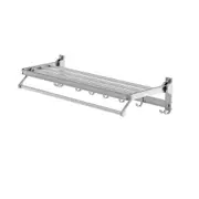 4 Bars Towel Rail Rack Holder Wall Mounted Aluminium Foldable Hanging Hook