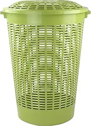 HomeLeisure Linen Hamper Basket, Green, 62 Litre Capacity