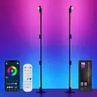 Corner Floor Lamp - 2 Pack Black RGB LED Floor Lamp with Music Sync and 16 Mi...