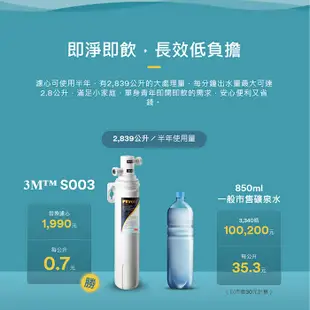 【3M】3US-F003-5 S003淨水器活性碳濾心 適用DS02系列 F003濾芯 極淨便捷淨水濾心【零利率】