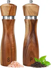 2 Pack Acacia Wood Salt and Pepper Grinder Set Wooden Salt and Pepper Mill Set