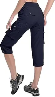 [WENRONSTA] Women's Cargo Capris Hiking Pants Lightweight Quick Dry Summer Travel Athletic Outdoor Elastic Waist Loose Casual