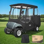 10L0L 2 Passenger Golf Cart Enclosure fit Yamaha G14 G16 G22 G29 Drive and Drive 2, 600D Heavy Duty Yamaha Rain Cover with Clear PVC Windshield, Side Mirror Openings, Waterproof Oxford Cloth