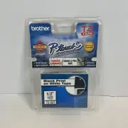 Genuine 1/2" Brother P-Touch TZ-231 Label Tape Black Print on White NEW NIP G