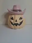 New/Rare Cobwebs & Cauldrons Pink Cowgirl Halloween Jack O Lantern Cookie Jar