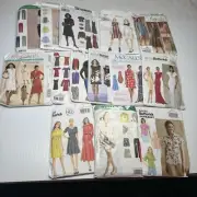 VTG Women's Sewing Patterns Never Cut Dresses Skirts Pants As Is Lot Of 14 Mixed