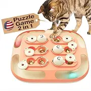KADTC Cat Puzzle Games Level 2 in 1 Intelligence Mind Game Track Balls Kitten Food Puzzles Toy for Indoor Cats Sensory Activity Enrichment Toys Treat Feeder Entertainment Mental Stimulation Kitty AU