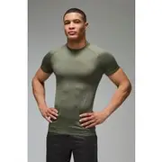Mens Khaki Man Active Lightweight Essentials Gym Muscle Fit Raglan T-shirt