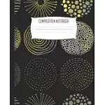 COMPOSITION NOTEBOOK: WIDE RULED NOTEBOOK ABSTRACT SUNS WATERCOLOR MARKER YELLOW GOLD BLACK LINED SCHOOL JOURNAL - 100 PAGES - 7.5