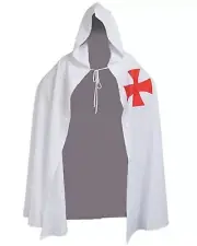Medieval Templar Knight Cloak White Cape Halloween Costume Robe