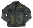 New Denimi City Patch & Stone Denim Vintage Blue Jacket Yellow/Green Size Medium