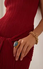 [Sylvia Toledano] Macaron 22K Gold-Plated Labradorite Ring
