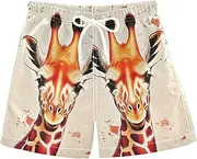[RPLIFE] Swim Clothes for Boys, Anti Chafe Swim Trunks for Boys 2 T, Watercolor Giraffe