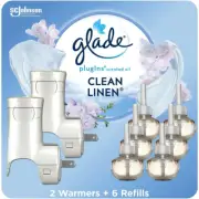 Glade Plugins Scented Oil 2 Warmers 6 Refills Air Freshener Clean 6 X 0.67 Oz