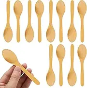12pcs Wooden Spoons Handmade,13cm Mini Wooden Spoons,Wooden Children Spoon,Handmade Wood Spoon Small Serving Spoons Honey Teaspoon Round Spoons for Condiments Sugar Salt Jam Short Handle Wooden Spoon