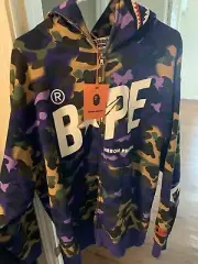 Bape Heron Preston Camo Shark Full Zip Hoodie