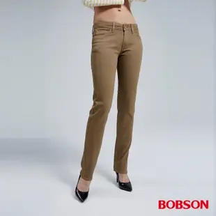 BOBSON 女款熱感IN小直筒牛仔褲(卡其72)