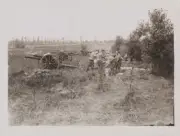 REPRINT OF ORIGINAL WWI PHOTO OF GUNNERS DIGGING IN FIELD