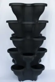 5 Tier Extra Large Stackable Planters Australian Made (100% Recycled Black)