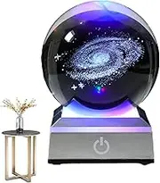 Galaxy Crystal Ball | 7 Colors Clear Glass Sphere Light with LED Stand | Bedroom Decor for Boys, Girls, Kids, Children, 2.36 Inches Buniq