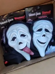 Ghostface Scary Movie Spoof Masks (x2) Scream - Wassup! x Stoner Face Funny Mask