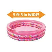 Round Inflatable 3-Ring Kiddie Splash Play Pool, Pink, For Kids, Age 2 & up,