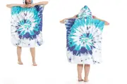 Poncho Towel Adult Hooded Quick Dry Changing Robe-Blue white