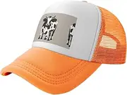 [MDATT] Cow Black Spot Mesh Baseball Cap Adjustable Twill Bulk with Ponytail Hole Washed Dad Hat for Men Women