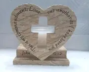 Love One Another Scripture Votive Candle Holder Cross Cutout Inside Heart